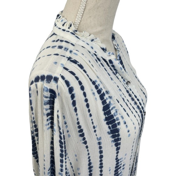 Abercrombie Fitch Shibori Blue Tie Dye Long Sleeve Button Up Shirt Junior Medium - Picture 7 of 15